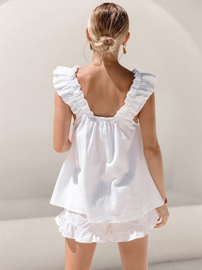 Pure Cotton Ruffle Shorts Set